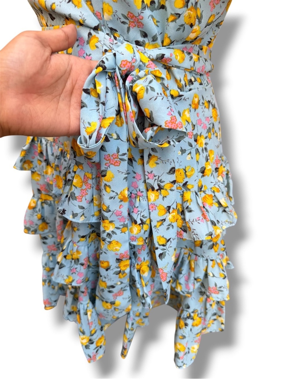 NWOT Lulu's  Floral Tiered Ruffle Mini Dress Size- M Fairy Wedding Guest Dainty - Picture 6 of 10
